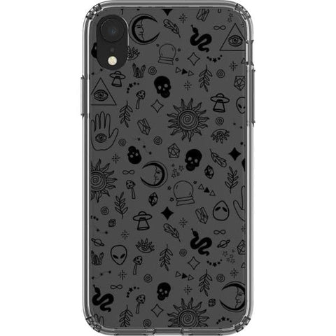 iPhone XR Black Esoteric Mystic Doodles Clear Phone Case - The Urban Flair