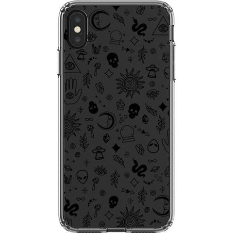 iPhone XS Max Black Esoteric Mystic Doodles Clear Phone Case - The Urban Flair
