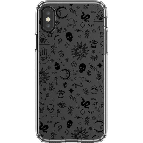 iPhone X/XS Black Esoteric Mystic Doodles Clear Phone Case - The Urban Flair