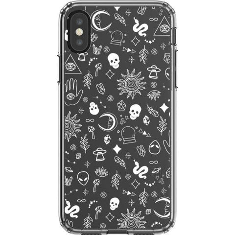 iPhone X/XS White Esoteric Mystic Doodles Clear Phone Case - The Urban Flair