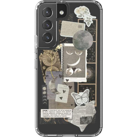 Esoteric Space Scraps Collage Clear Phone Case Galaxy S22 exclusively offered by The Urban Flair