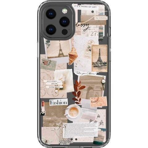 iPhone 12 Pro Max French Mood Board Collage Clear Phone Case - The Urban Flair