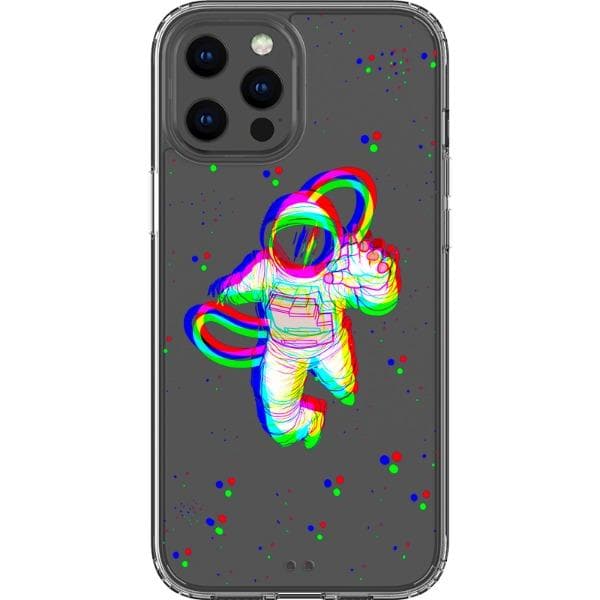 Glitch Floating Astronaut Clear Phone Case for Apple iPhone 13