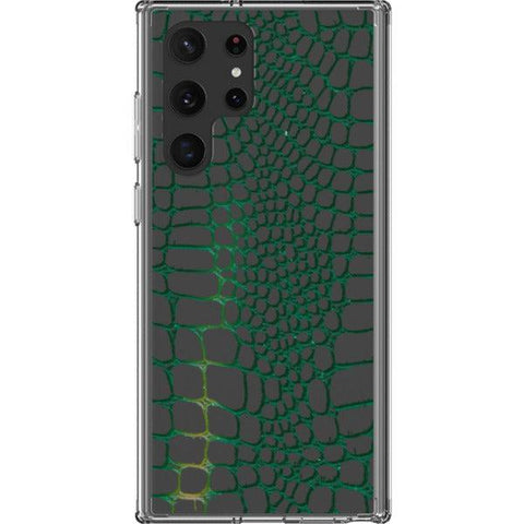 Green Snakeskin Clear Phone Case Galaxy S22 Ultra exclusively offered by The Urban Flair