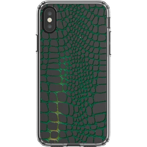 iPhone X/XS Green Snakeskin Clear Phone Case - The Urban Flair
