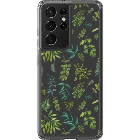 Greenery Leaves Clear Phone Case for your Galaxy S21 Ultra exclusively at The Urban Flair