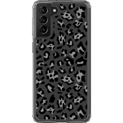 Grey Leopard Animal Print Clear Phone Case for your Galaxy S21 exclusively at The Urban Flair