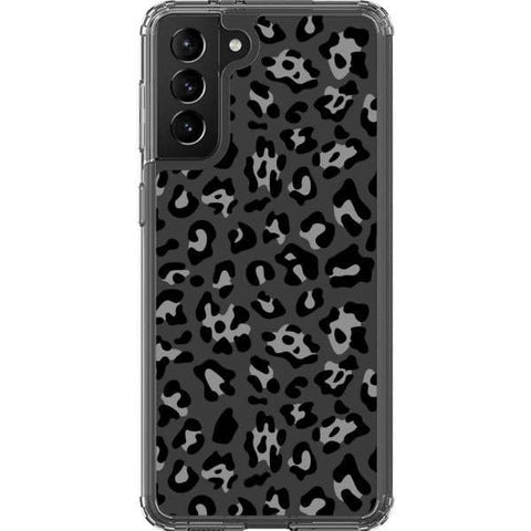 Grey Leopard Animal Print Clear Phone Case for your Galaxy S21 Plus exclusively at The Urban Flair