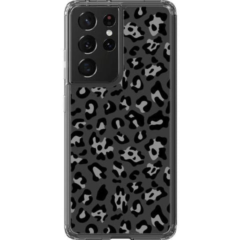 Grey Leopard Animal Print Clear Phone Case for your Galaxy S21 Ultra exclusively at The Urban Flair