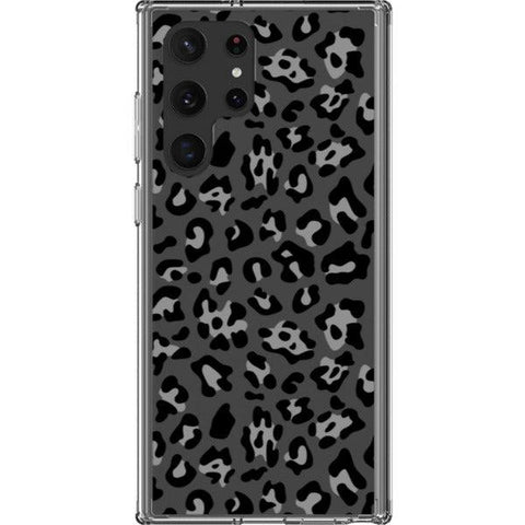 Grey Leopard Animal Print Clear Phone Case for your Galaxy S22 Ultra exclusively at The Urban Flair
