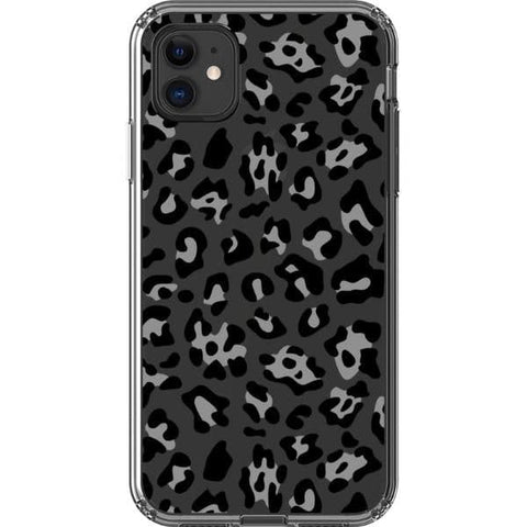 Grey Leopard Animal Print Clear Phone Case for your iPhone 11 exclusively at The Urban Flair