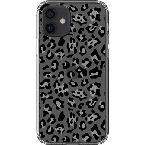 Grey Leopard Animal Print Clear Phone Case for your iPhone 12 exclusively at The Urban Flair