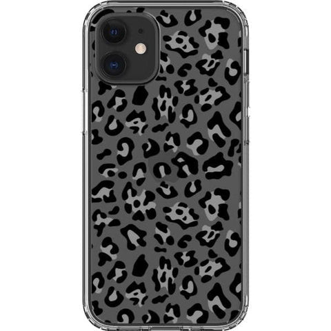 Grey Leopard Animal Print Clear Phone Case for your iPhone 12 Mini exclusively at The Urban Flair