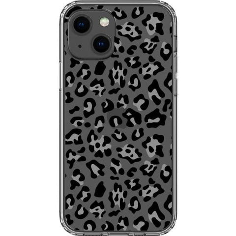 Grey Leopard Animal Print Clear Phone Case for your iPhone 13 Mini exclusively at The Urban Flair