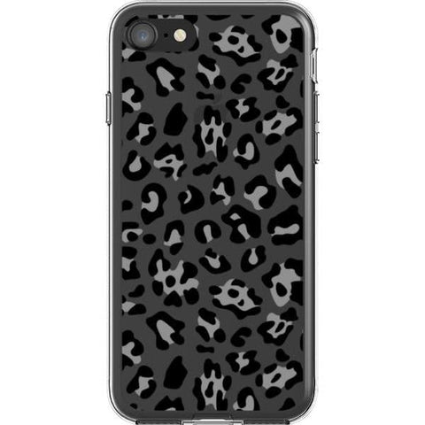 Grey Leopard Animal Print Clear Phone Case for your iPhone SE (2020/2022) exclusively at The Urban Flair