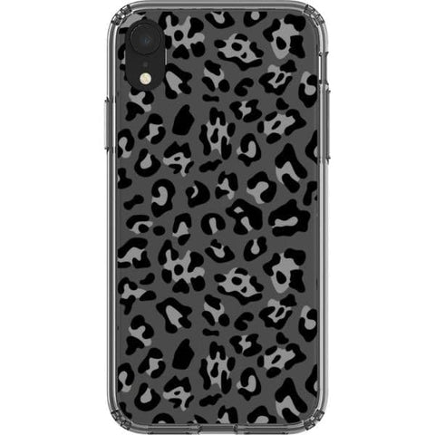 Grey Leopard Animal Print Clear Phone Case for your iPhone XR exclusively at The Urban Flair