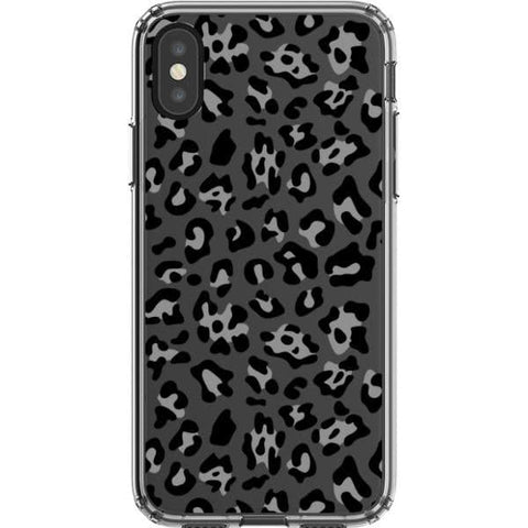 Grey Leopard Animal Print Clear Phone Case for your iPhone X/XS exclusively at The Urban Flair