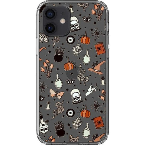 iPhone 12 Halloween Doodles Clear Phone Case - The Urban Flair