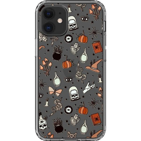 iPhone 12 Mini Halloween Doodles Clear Phone Case - The Urban Flair
