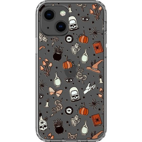 iPhone 13 Mini Halloween Doodles Clear Phone Case - The Urban Flair