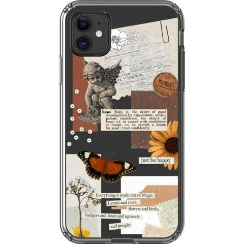 iPhone 11 Just Be Happy Aesthetic Collage Clear Phone Case - The Urban Flair