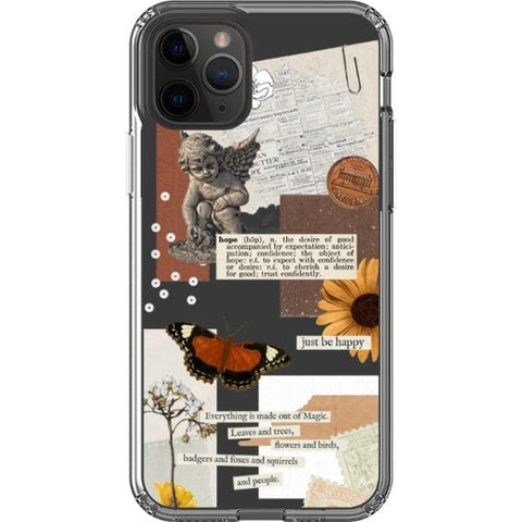 iPhone 11 Pro Just Be Happy Aesthetic Collage Clear Phone Case - The Urban Flair