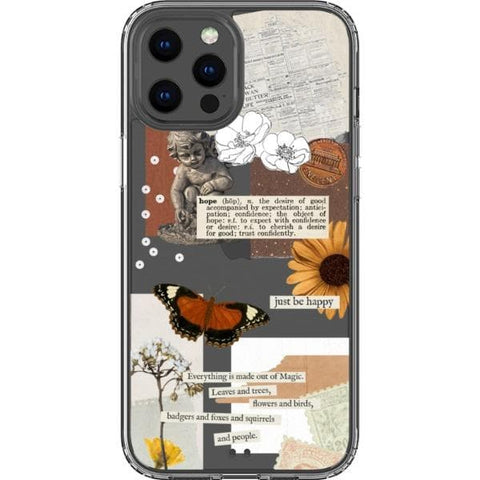 iPhone 12 Pro Max Just Be Happy Aesthetic Collage Clear Phone Case - The Urban Flair