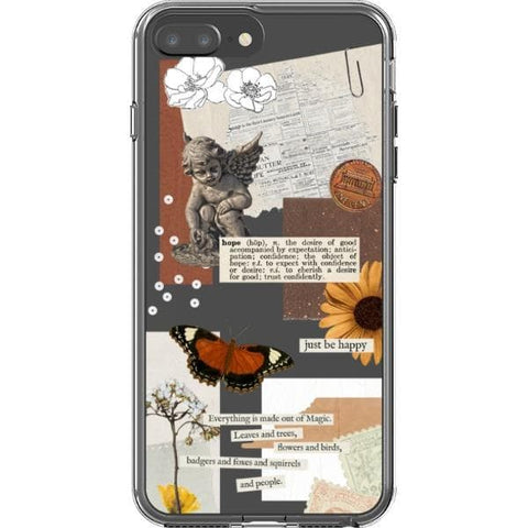 iPhone 7 Plus/8 Plus Just Be Happy Aesthetic Collage Clear Phone Case - The Urban Flair
