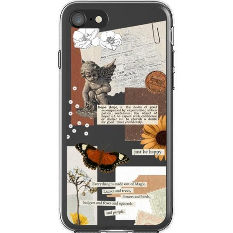 iPhone 7/8/SE 2020 Just Be Happy Aesthetic Collage Clear Phone Case - The Urban Flair