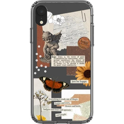 iPhone XR Just Be Happy Aesthetic Collage Clear Phone Case - The Urban Flair