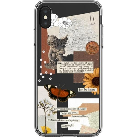 iPhone XS Max Just Be Happy Aesthetic Collage Clear Phone Case - The Urban Flair