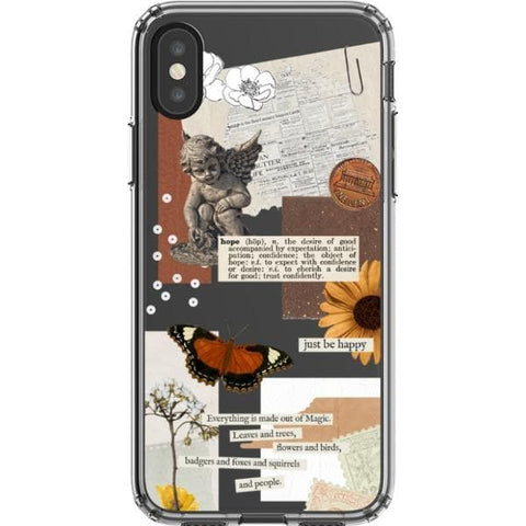 iPhone X/XS Just Be Happy Aesthetic Collage Clear Phone Case - The Urban Flair