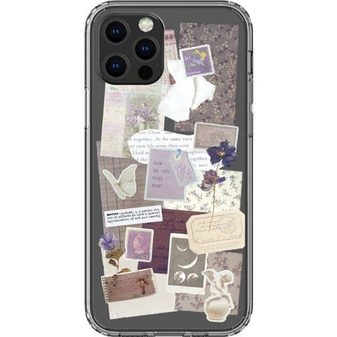 iPhone 12 Pro Lavender Aesthetic Collage Clear Phone Case - The Urban Flair