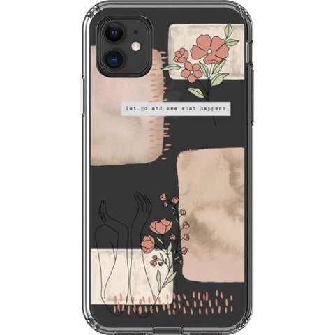 iPhone 11 Pale Pink Aesthetic Line Art Collage Clear Phone Case - The Urban Flair