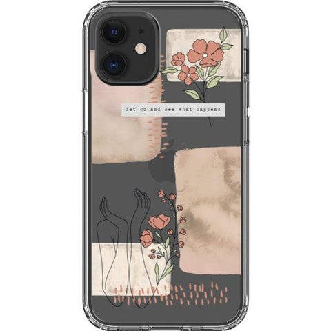iPhone 12 Mini Pale Pink Aesthetic Line Art Collage Clear Phone Case - The Urban Flair