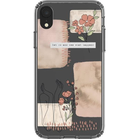 iPhone XR Pale Pink Aesthetic Line Art Collage Clear Phone Case - The Urban Flair