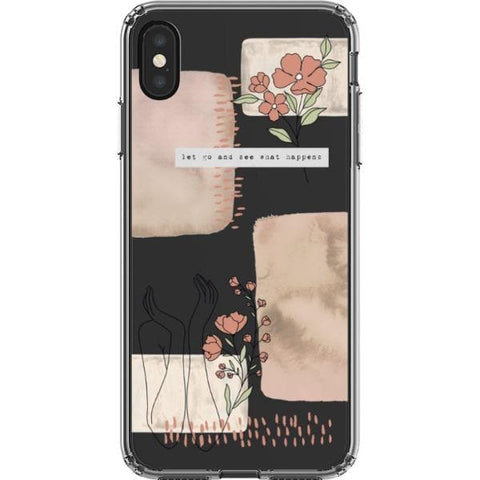 iPhone XS Max Pale Pink Aesthetic Line Art Collage Clear Phone Case - The Urban Flair