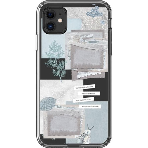 iPhone 11 Light Blue Winter Ephemera Collage Clear Phone Case - The Urban Flair