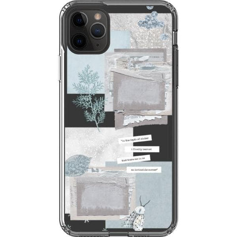 iPhone 11 Pro Max Light Blue Winter Ephemera Collage Clear Phone Case - The Urban Flair