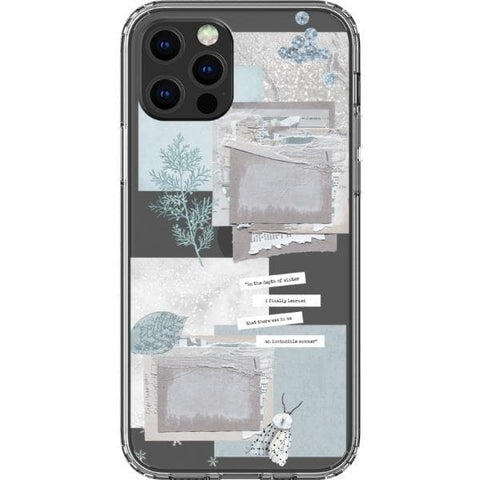 iPhone 12 Pro Light Blue Winter Ephemera Collage Clear Phone Case - The Urban Flair