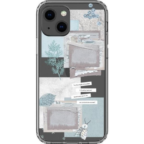 iPhone 13 Light Blue Winter Ephemera Collage Clear Phone Case - The Urban Flair