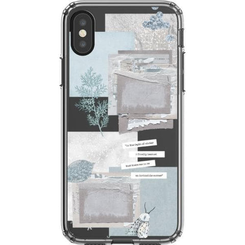 iPhone X/XS Light Blue Winter Ephemera Collage Clear Phone Case - The Urban Flair