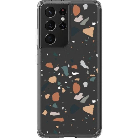 Minimal Earth Tone Terrazzo Clear Phone Case for your Galaxy S21 Ultra exclusively at The Urban Flair