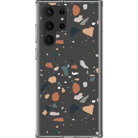 Minimal Earth Tone Terrazzo Clear Phone Case for your Galaxy S22 Ultra exclusively at The Urban Flair