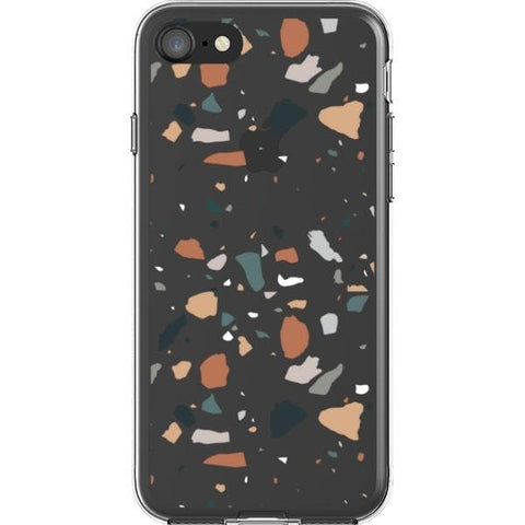 Minimal Earth Tone Terrazzo Clear Phone Case for your iPhone SE (2020/2022) exclusively at The Urban Flair