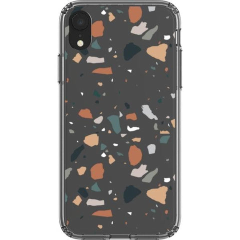 Minimal Earth Tone Terrazzo Clear Phone Case for your iPhone XR exclusively at The Urban Flair