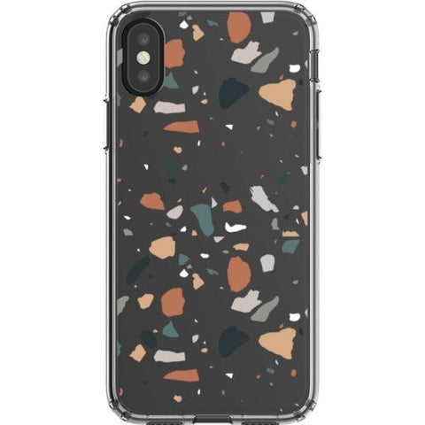 Minimal Earth Tone Terrazzo Clear Phone Case for your iPhone X/XS exclusively at The Urban Flair