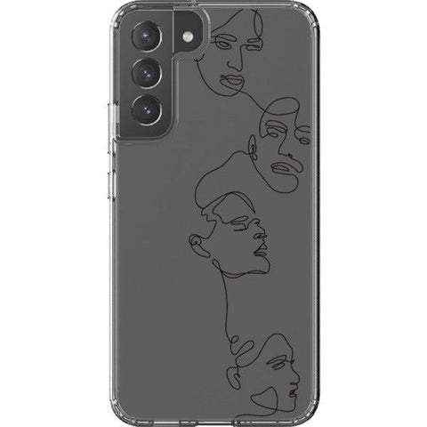 Minimal Line Art Faces Clear Phone Case Galaxy S22 Plus Black exclusively offered by The Urban Flair