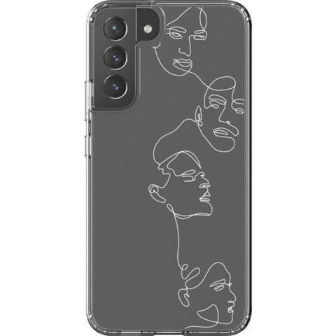 Minimal Line Art Faces Clear Phone Case Galaxy S22 Plus White exclusively offered by The Urban Flair