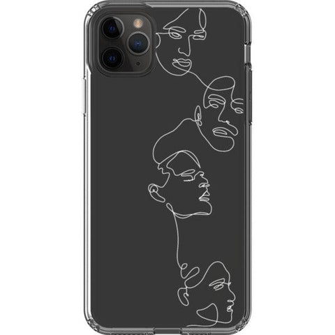 Minimal Line Art Faces Clear Phone Case iPhone 11 Pro Max White exclusively offered by The Urban Flair